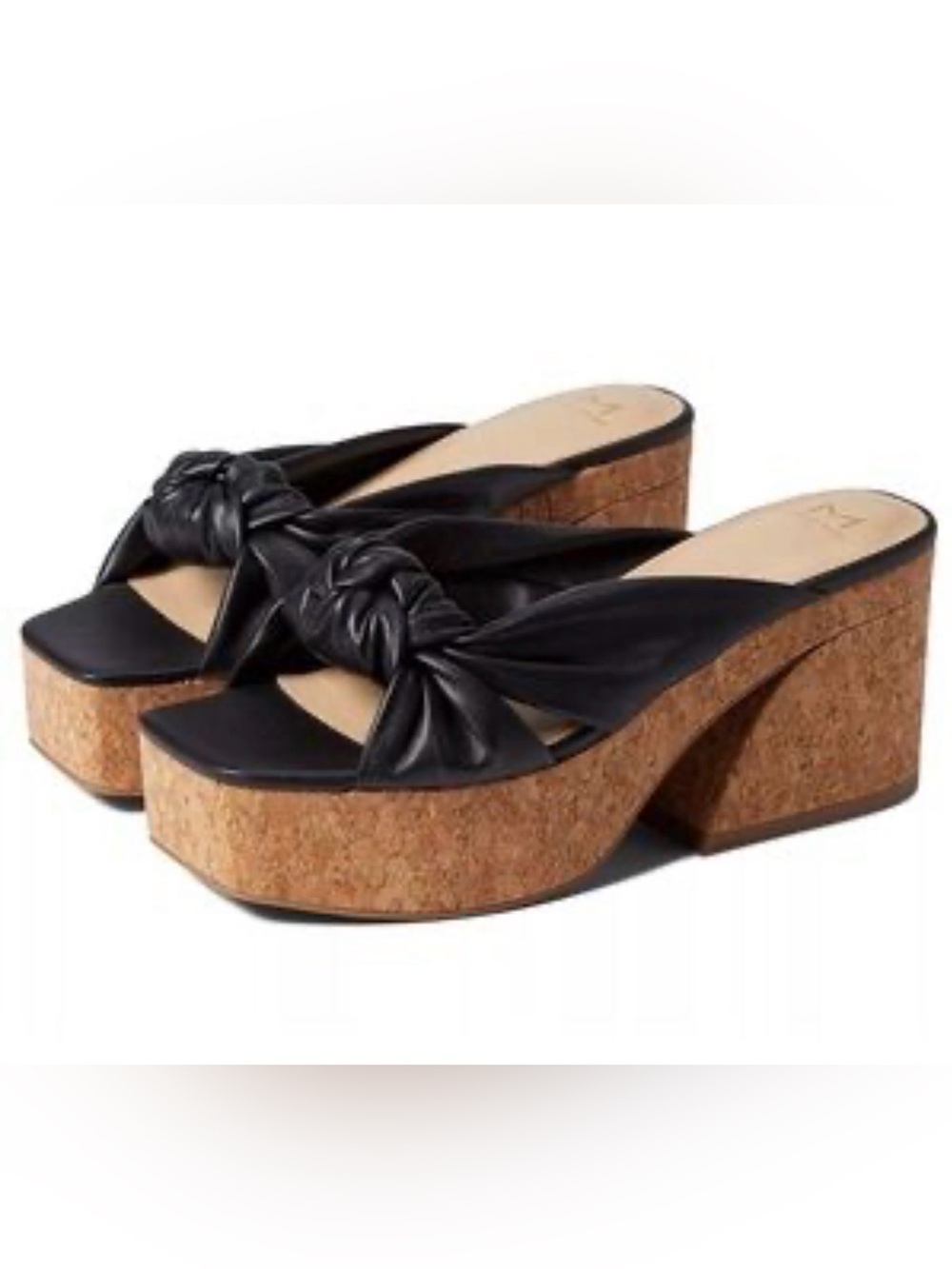 Marc Fisher Chunky Cork Platform Bow Slide mules